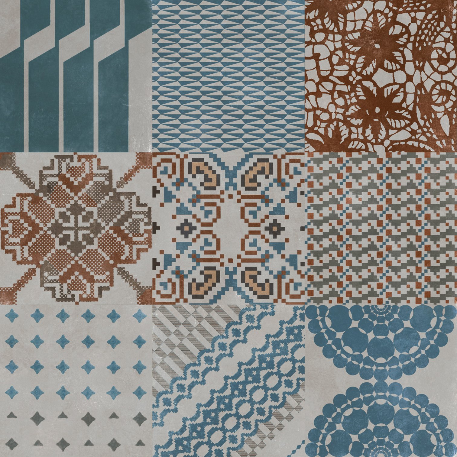 Mutina, Azulej Combination grey 20x20 cm
