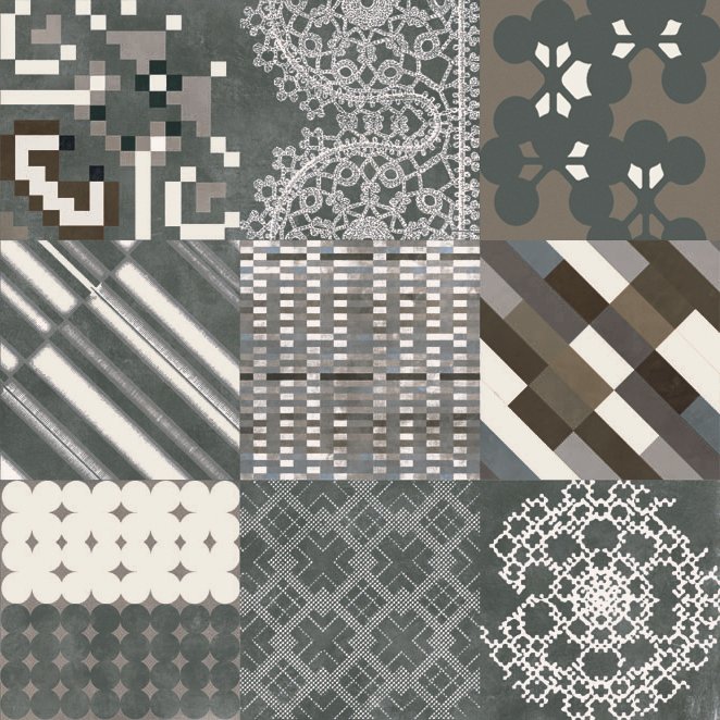 Mutina, Azulej Combination Nero 20x20 cm