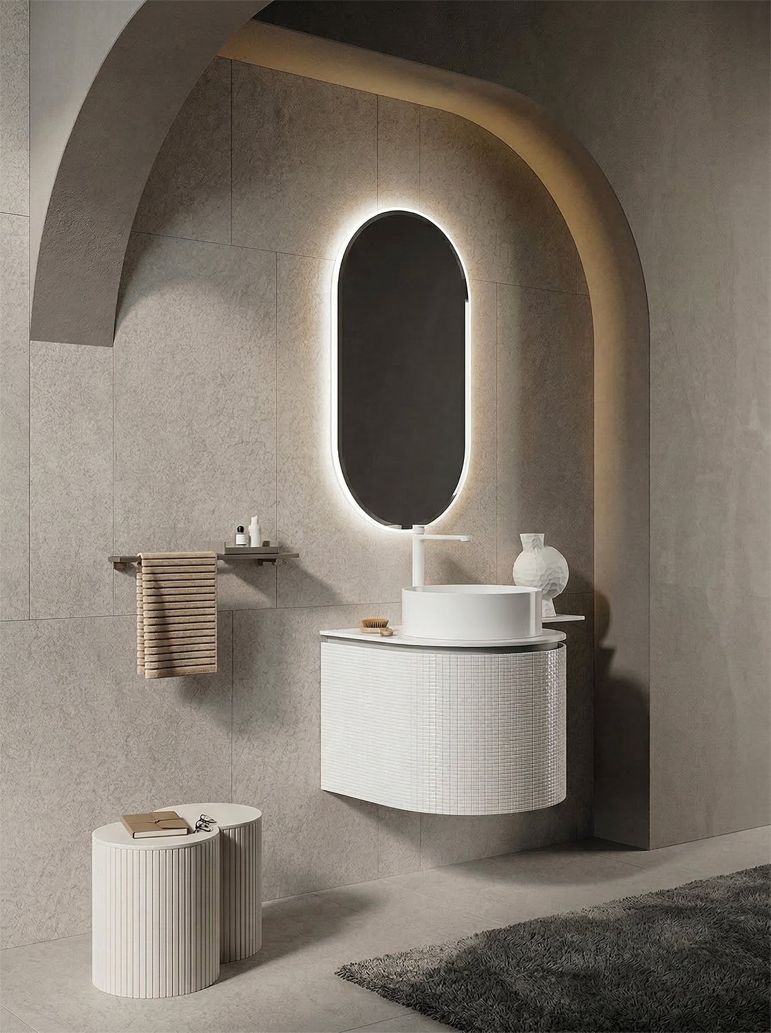Gaia, Mini Peninsula Vanity unit 50x58 cm