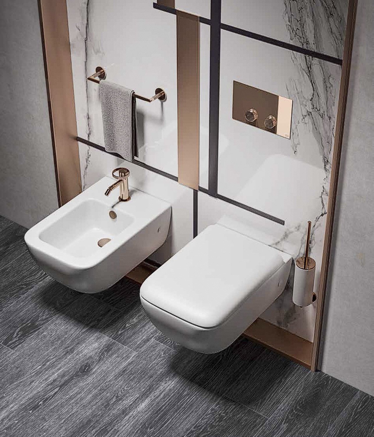 Gessi, Anello Mixer for bidet Copper 