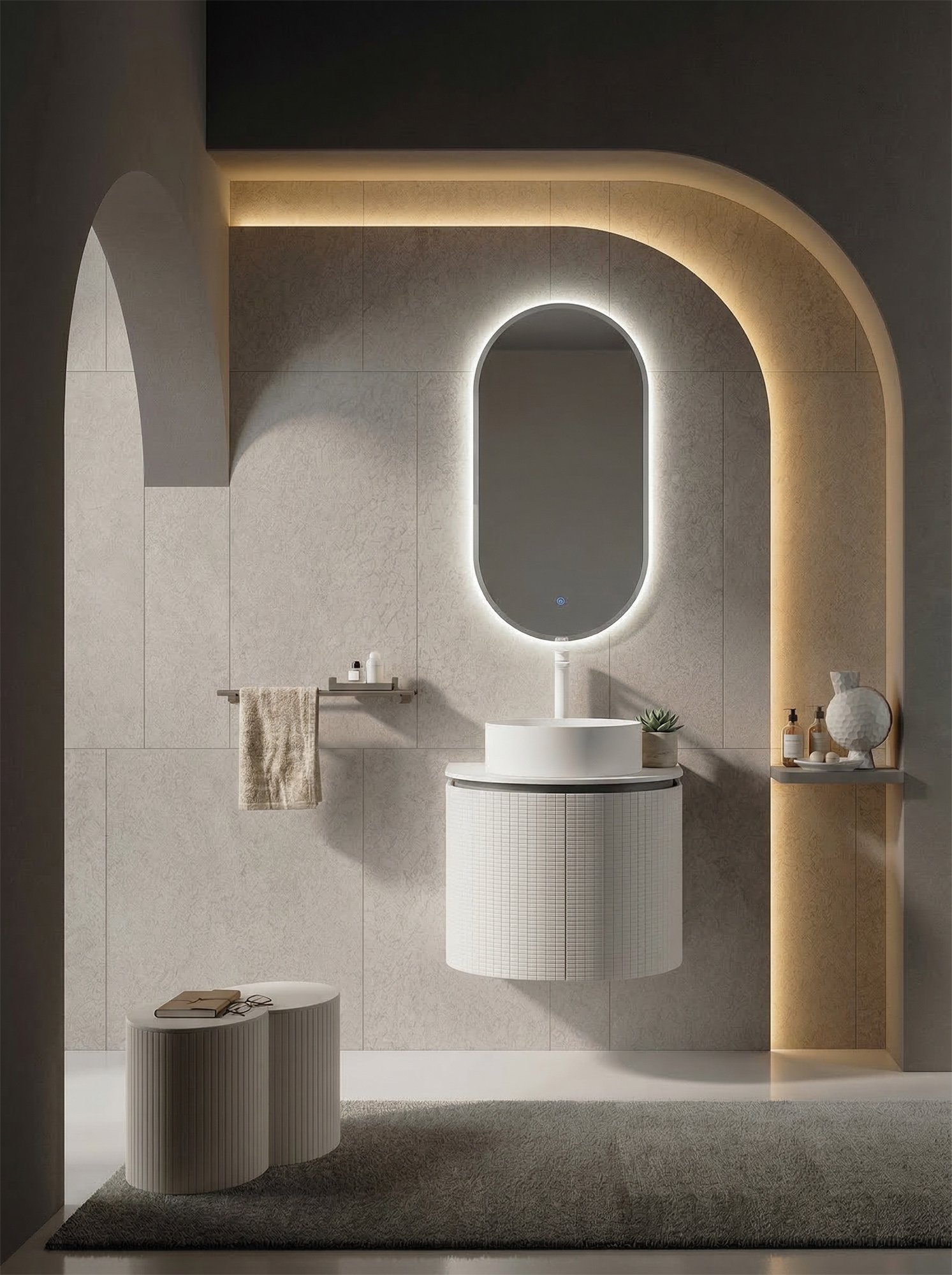 Gaia, Mini Peninsula Vanity unit 50x58 cm