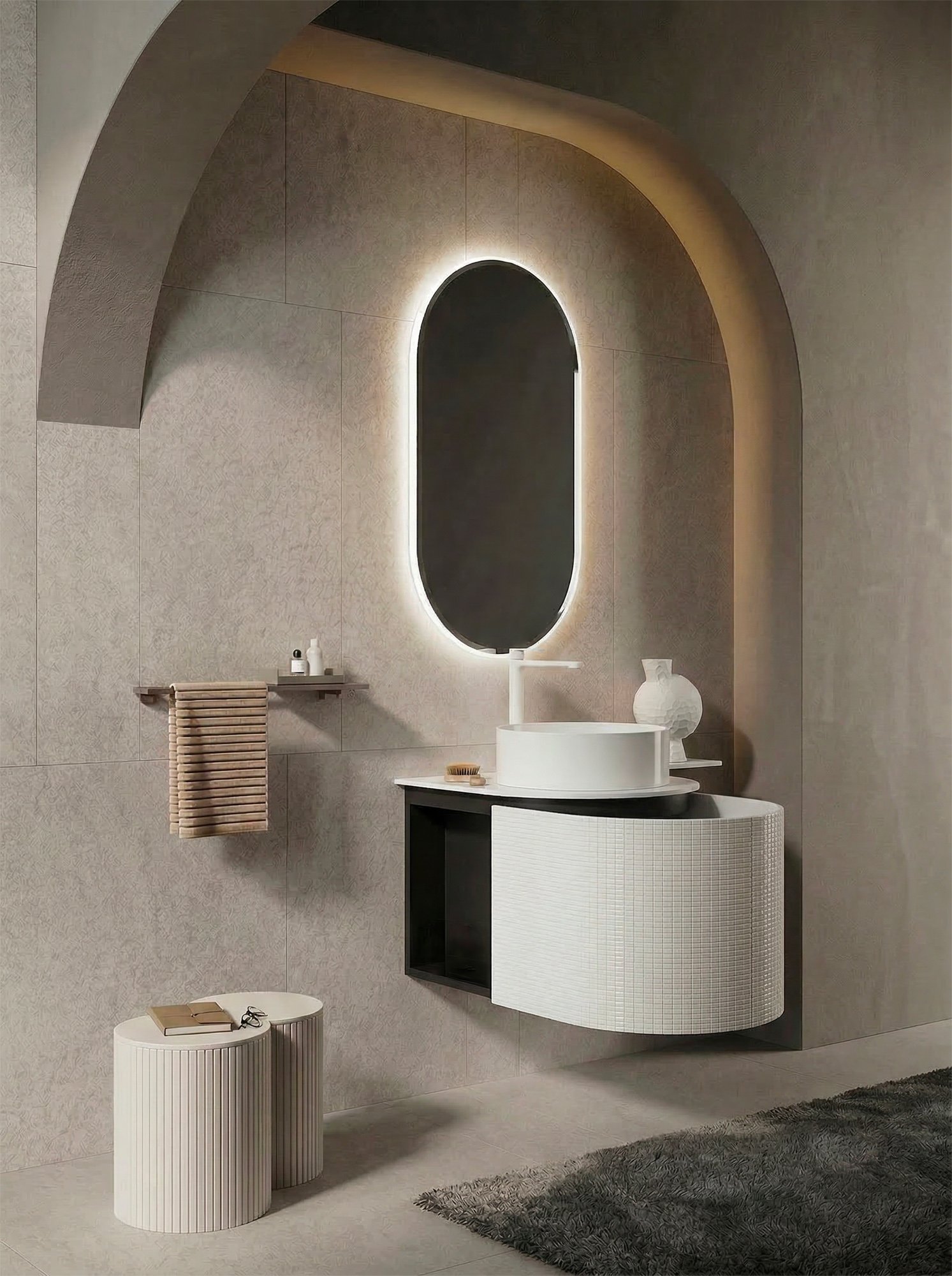 Gaia, Mini Peninsula Vanity unit 50x58 cm