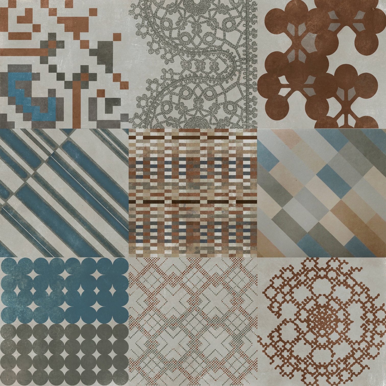 Mutina, Azulej Combination grey 20x20 cm