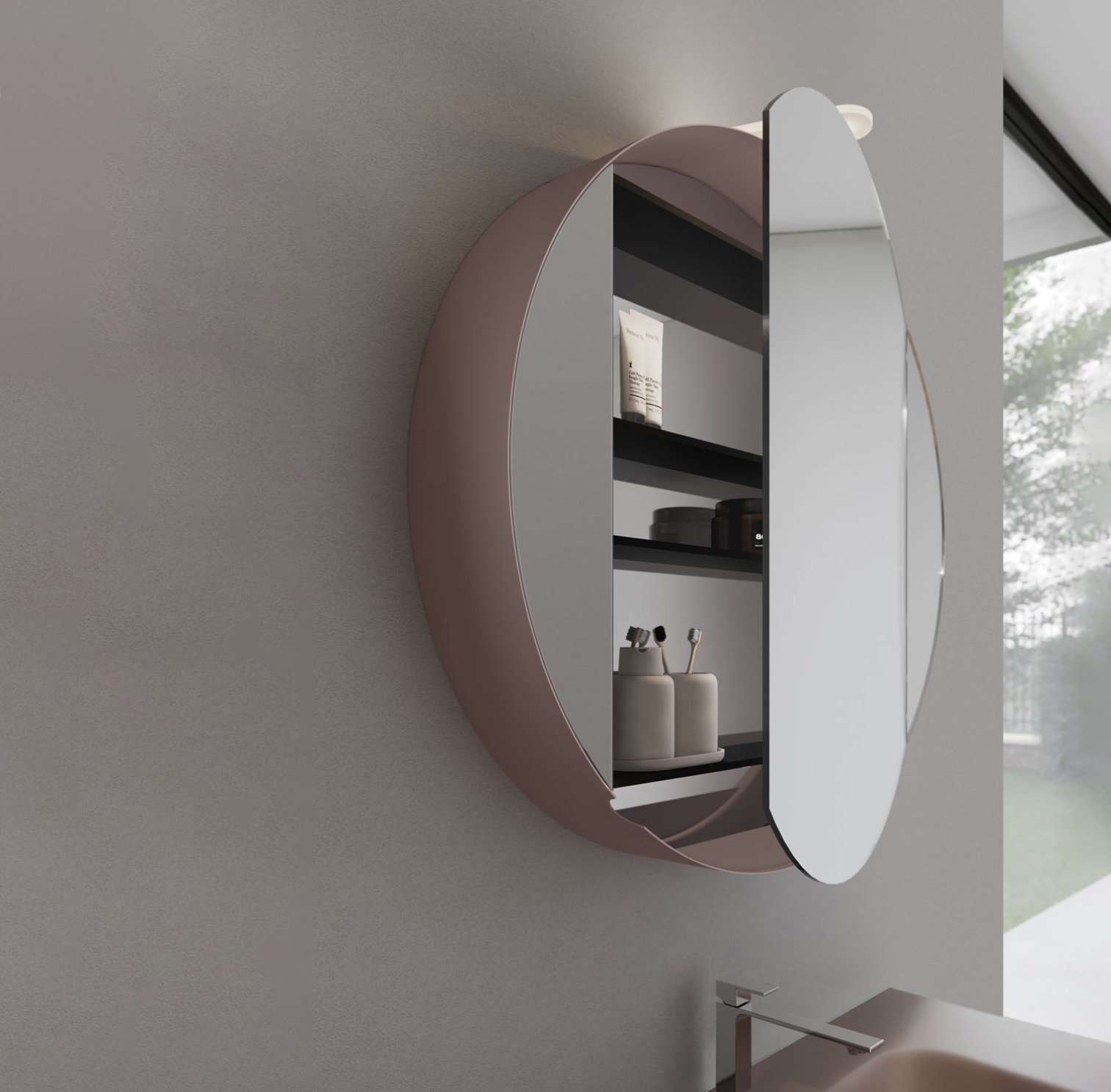 Idea, Giotto Storage mirror diam. 80 cm
