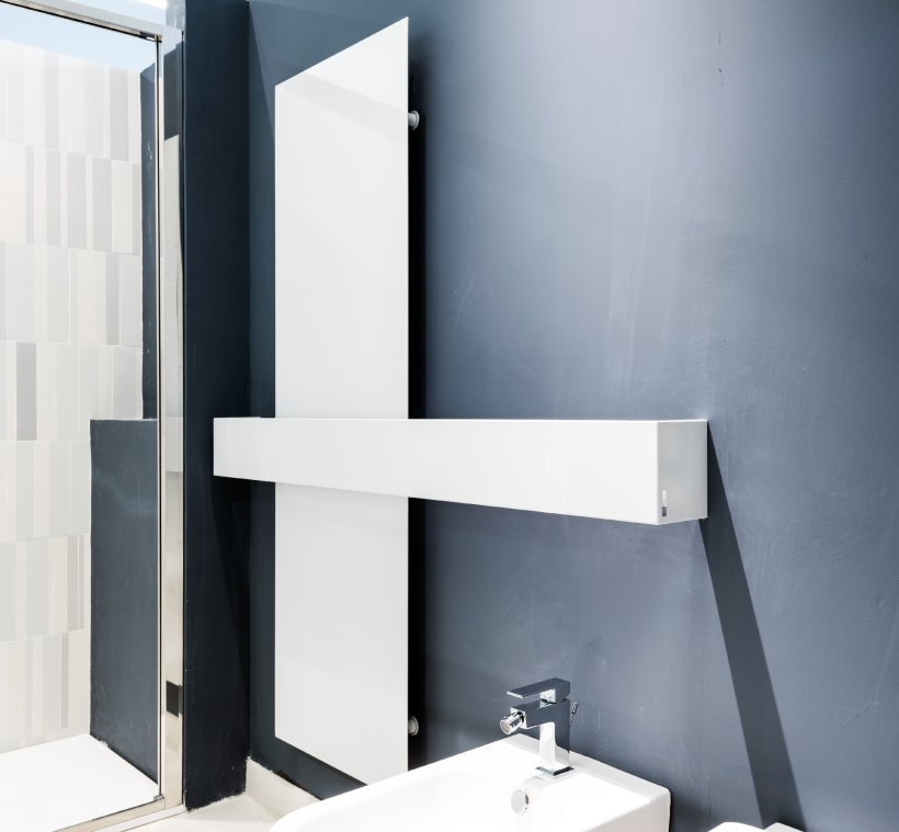 Tubes, Square Scaldasalviette + maniglione 160x56 cm Grigio Luce Opaco