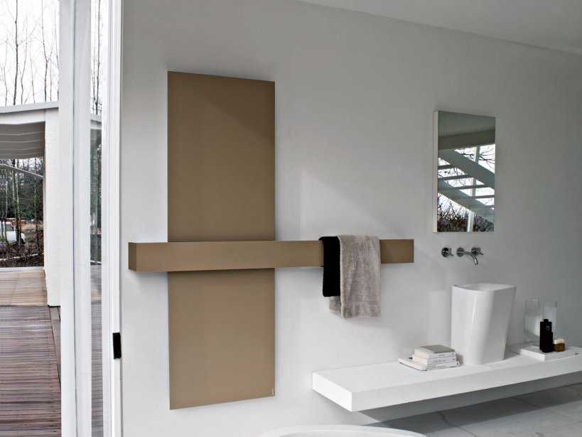 Tubes, Square Scaldasalviette + maniglione 180x46 cm Tortora Perlato