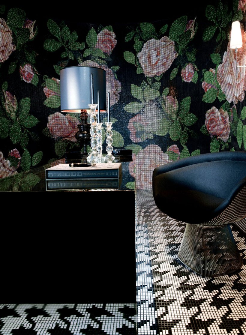 Bisazza, Springrose Nero mosaico 32x32 cm