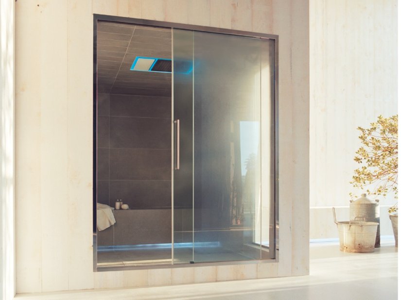 Effe, Spazioslide Shower door + Spazio window for Turkish bath 